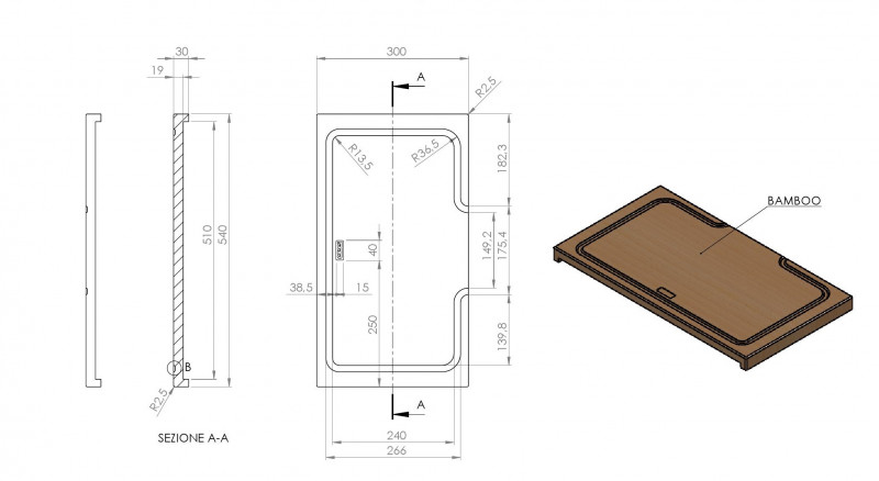 Elleci przesuwana drewniana deska deska do krojenia ATL01000