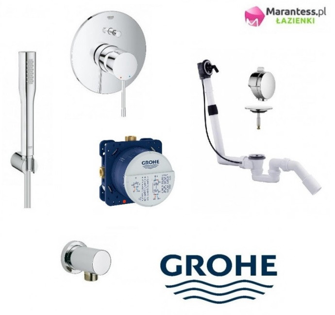 Grohe Essence New Smartbox zestaw podtynkowy kompletny z napełnianiem wanny chrom 24058001WAN03