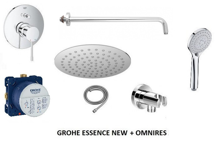 Grohe Essence New Smartbox + Omnires zestaw podtynkowy z deszczownicą 25x25 kompletny 24058001NAT02