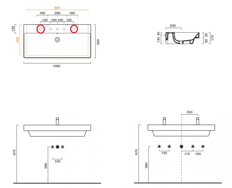 Catalano New Zero 100 umywalka 100x50 z 2 otoworami biały Cataglaze 0121000001