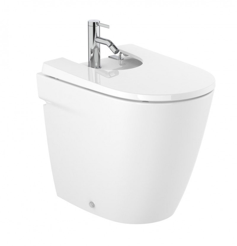 Roca Ona Rimless bidet stojący przyścienny 53x36 cm biały Supraglaze A357687S00