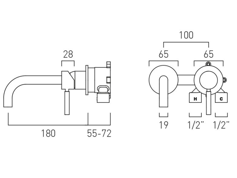 Vado Origins bateria umywalkowa podtynkowa złoto szczotkowane IND-ORI209SA-BRG