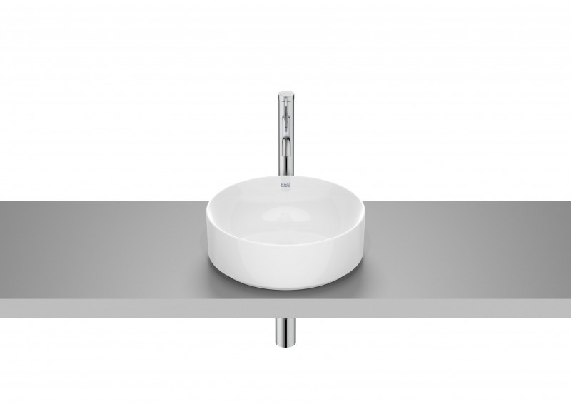 Roca Ona Round umywalka stawiana na blat 37x37 Fineceramic biały Supraglaze A32768JS00