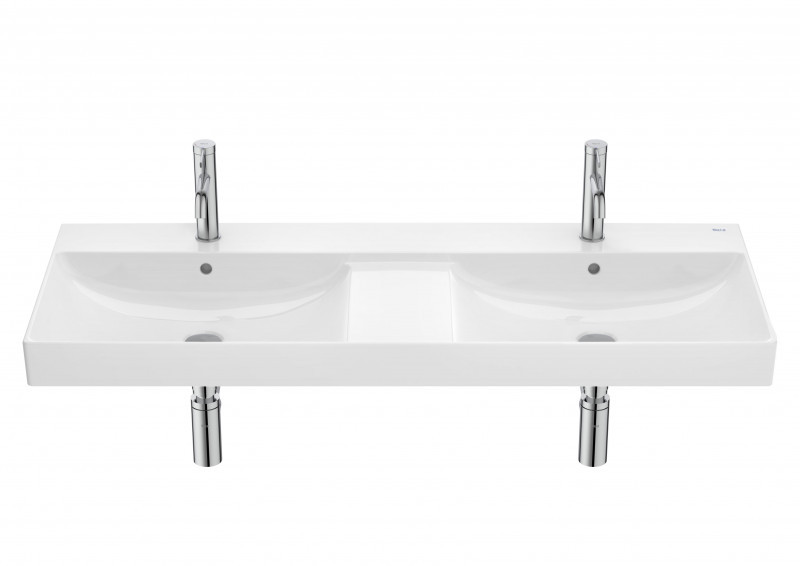 Roca Ona umywalka wisząca podwójna 120x46 Fineceramic biały Supraglaze A32768BS00