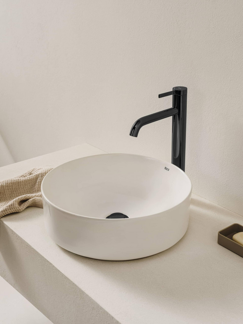 Roca Ona Round umywalka stawiana na blat 37x37 Fineceramic biały Supraglaze A32768JS00