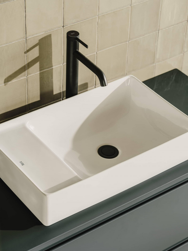 Roca Ona Square umywalka stawiana na blat 55x43,5 Fineceramic biały A32768C000