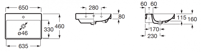 Roca Ona umywalka wisząca 65x46 Fineceramic biały A327687000