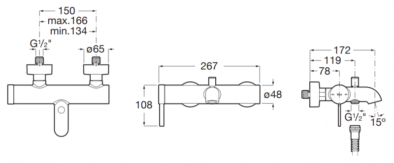 Roca Ona bateria wannowa ścienna różowe złoto A5A029ERG0