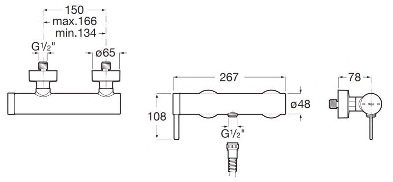 Roca Ona bateria prysznicowa ścienna chrom A5A219EC00
