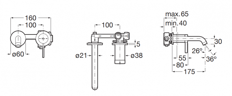 Roca Ona bateria umywalkowa podtynkowa różowe złoto A5A359ERG0