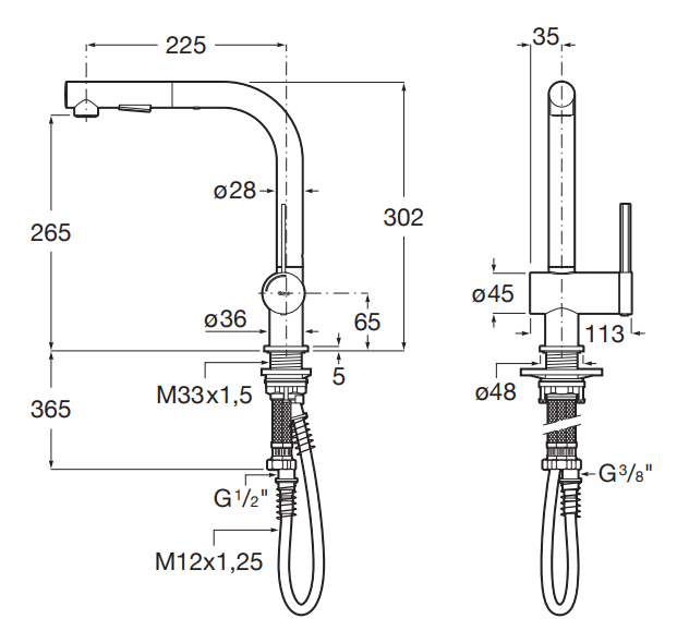 Roca Ona bateria kuchenna z wyciąganą wylewką chrom A5A851FC00