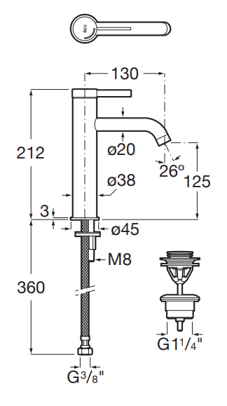 Roca Ona bateria umywalkowa średnia Cold Start z korkiem click-clack chrom A5A3C9EC00