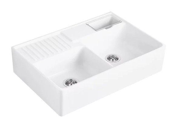 Villeroy&Boch zlewozmywak ceramiczny 2 komory Stone White CeramicPlus 632391RW