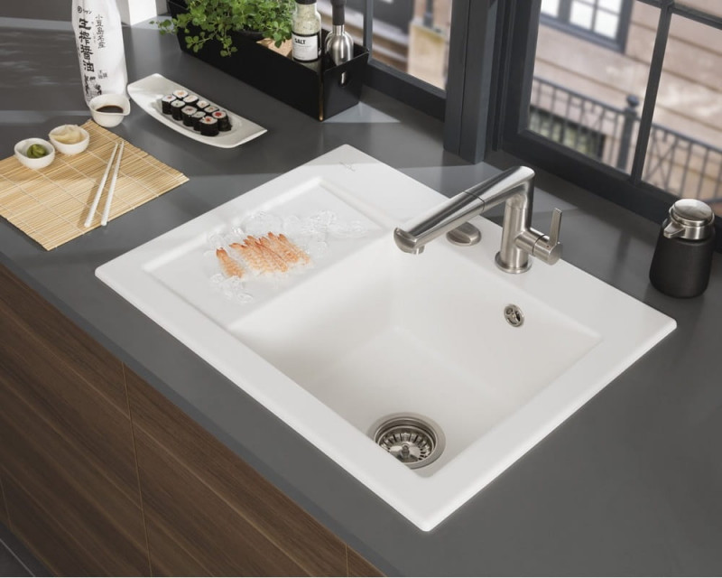 Villeroy&Boch Subway 45 Compact zlewozmywak ceramiczny 1 komora z prawej strony Weiss Alpin CeramicPlus 331301R1