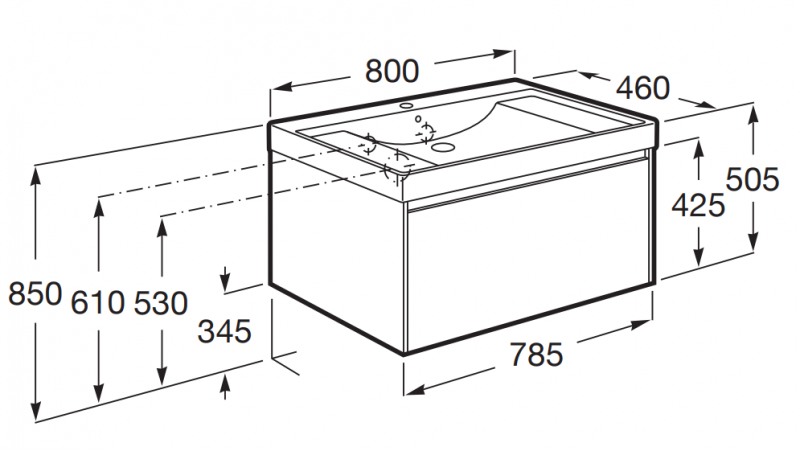 Roca Ona zestaw łazienkowy Unik z 1 szufladą 80 cm biały mat A851685509
