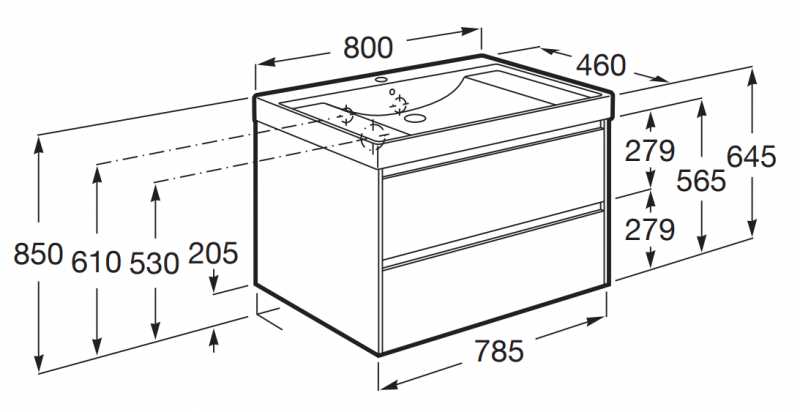 Roca Ona zestaw łazienkowy Unik z 2 szufladami 80 cm biały mat A851691509