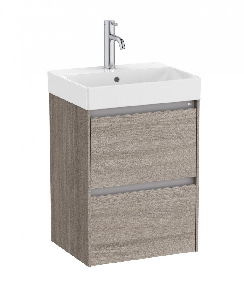 Roca Ona zestaw łazienkowy Unik Compacto z 2 szufladami 45 cm ciemny wiąz A851681511