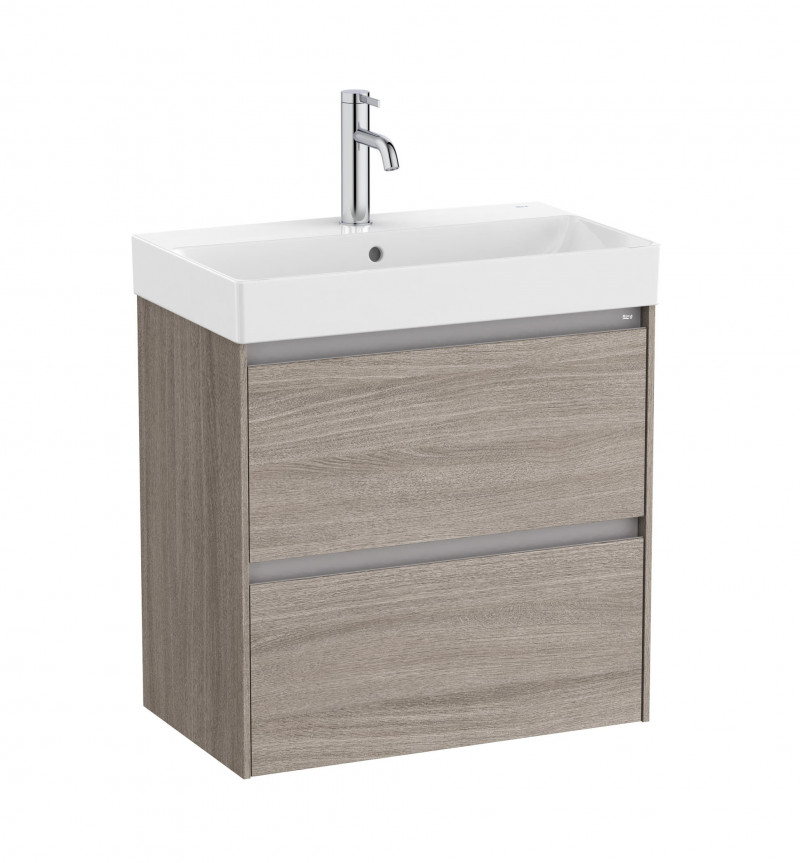 Roca Ona zestaw łazienkowy Unik Compacto z 2 szufladami 60 cm ciemny wiąz A851684511