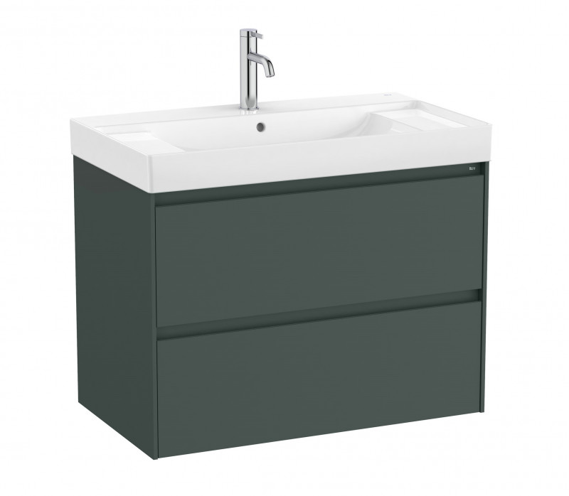 Roca Ona zestaw łazienkowy Unik z 2 szufladami 80 cm ciemny zielony mat A851691513