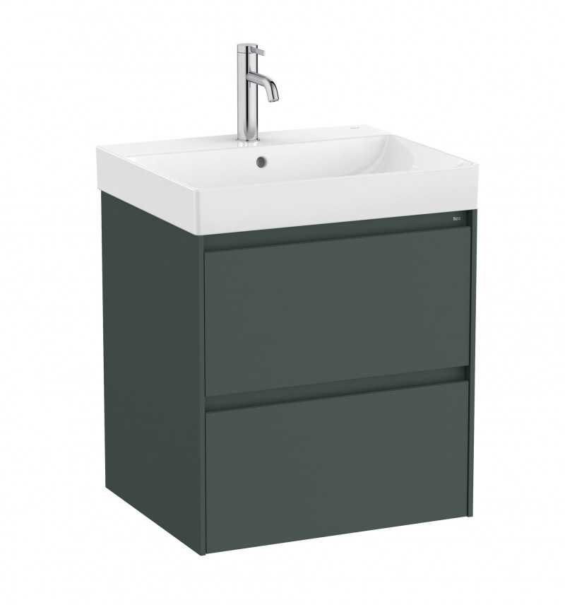 Roca Ona zestaw łazienkowy Unik z 2 szufladami 55 cm ciemny zielony mat A851687513
