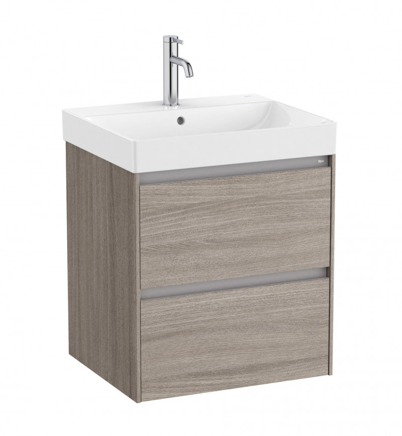 Roca Ona zestaw łazienkowy Unik z 2 szufladami 55 cm ciemny wiąz A851687511