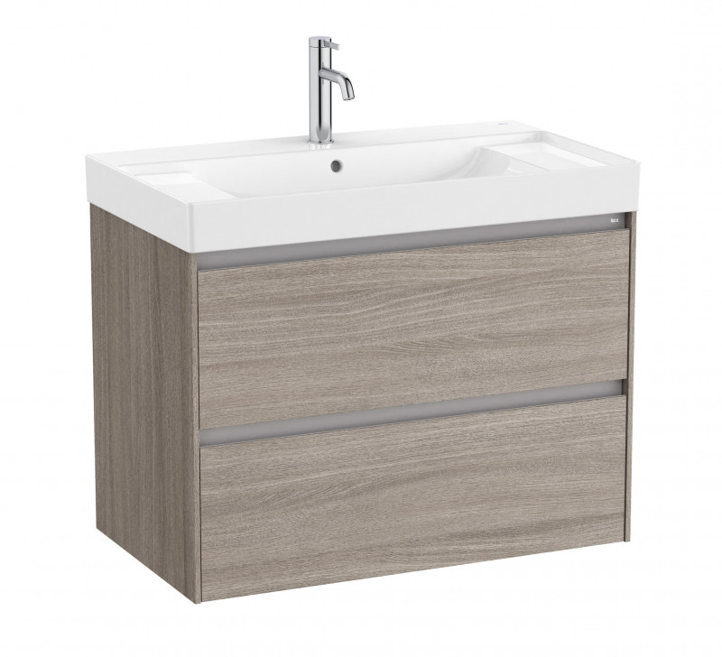 Roca Ona zestaw łazienkowy Unik z 2 szufladami 80 cm ciemny wiąz A851691511