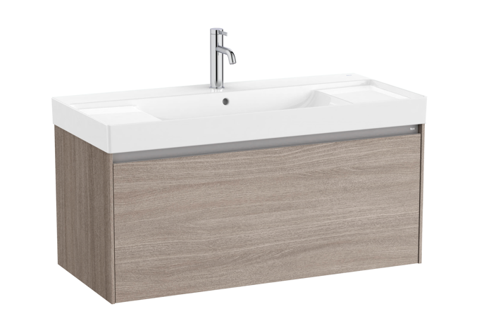 Roca Ona zestaw łazienkowy Unik z 1 szufladą 100 cm ciemny wiąz A851686511