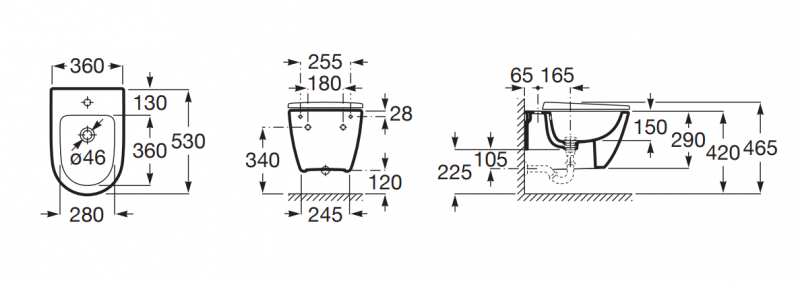 Roca Ona Rimless bidet wiszący 53x36 cm biały Supraglaze A357685S00