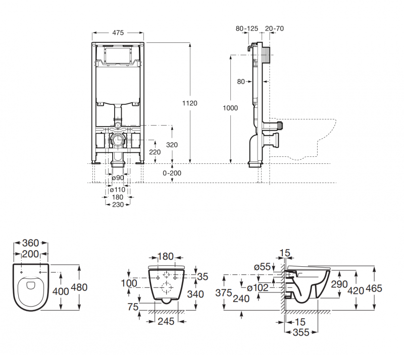 Roca zestaw podtynkowy Duplo One + Miska WC Ona Compacto Rimless z deską wolnoopadającą A893106400