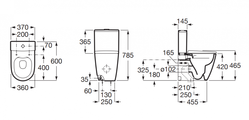 Roca Ona Rimless muszla WC stojąca do kompaktu przyścienna o/podwójny biały Supraglaze A342688S00