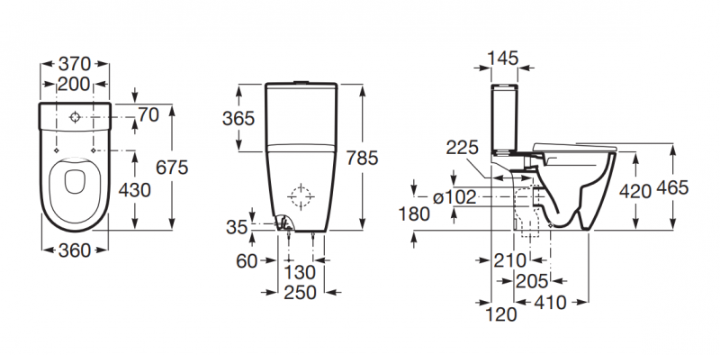 Roca Ona Rimless muszla WC stojąca do kompaktu o/podwójny biały A342687000