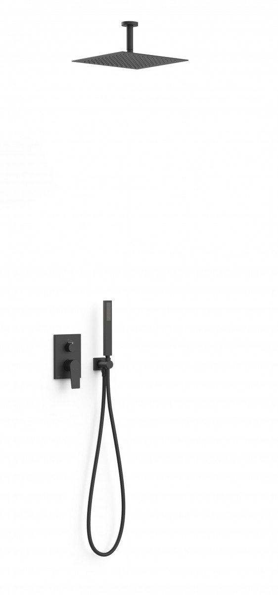 Tres Exclusive Project-Tres zestaw prysznicowy podtynkowy z deszczownicą 30x30 kompletny czarny matowy 21128003NM