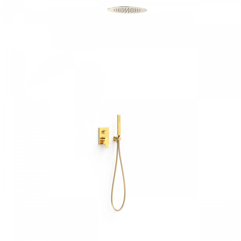 Tres Exclusive Project-Tres zestaw prysznicowy podtynkowy z deszczownicą 38x38 kompletny 24K złoto 21128006OR