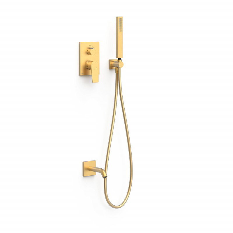 Tres Exclusive Project-Tres zestaw wannowy podtynkowy z wylewką kompletny 24K złoto matowe 21128007OM