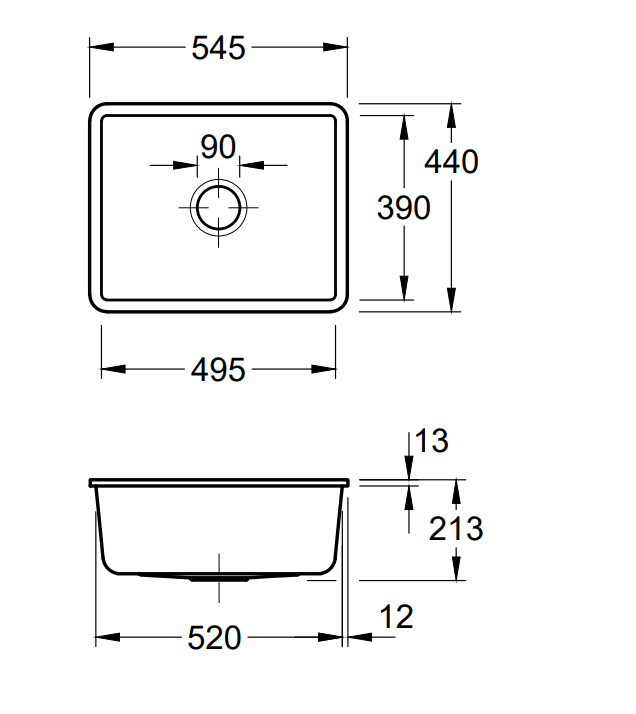 Villeroy&Boch Subway 60SU zlewozmywak ceramiczny 1 komora podwieszana Chromit CeramicPlus 331001J0