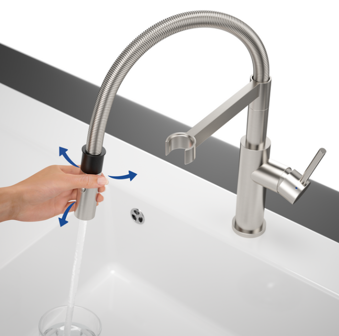 Villeroy&Boch Steel Expert Compact bateria kuchenna z elastyczną wylewką stal szczotkowana 927300LC