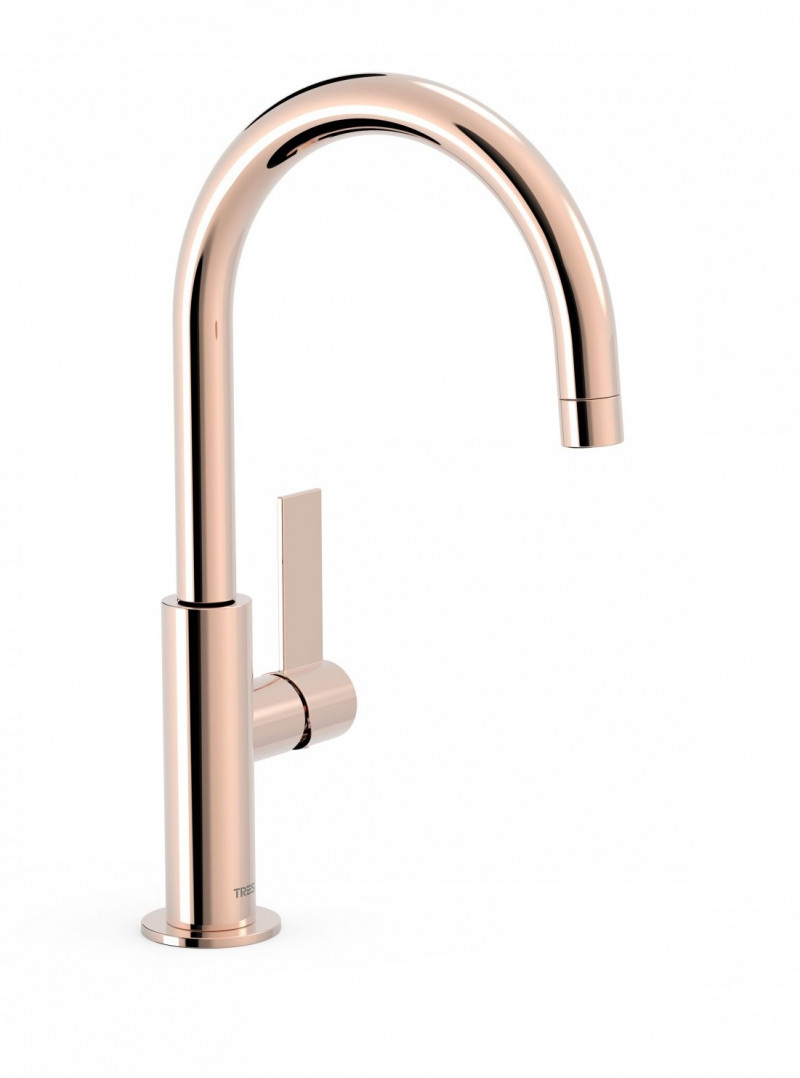 Tres Exclusive Project-Tres bateria umywalkowa wysoka 24K różowe złoto 21190501OP