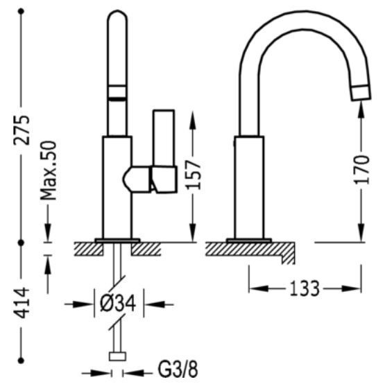 Tres Exclusive Project-Tres bateria umywalkowa 24K różowe złoto 21190401OP