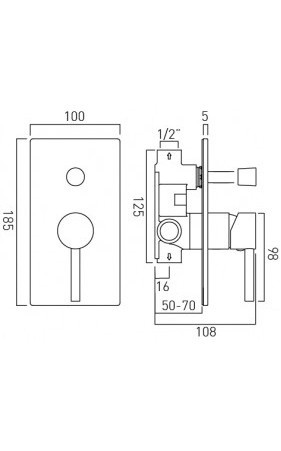 Vado Zoo bateria wannowo-prysznicowa podtynkowa chrom ZOO-147/SQ-C/P