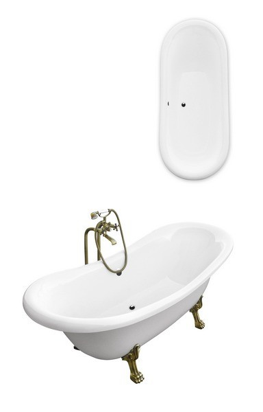 BESCO Amelia wanna wolnostojąca 190x77 biały + nogi chrom WKA-190WO+C