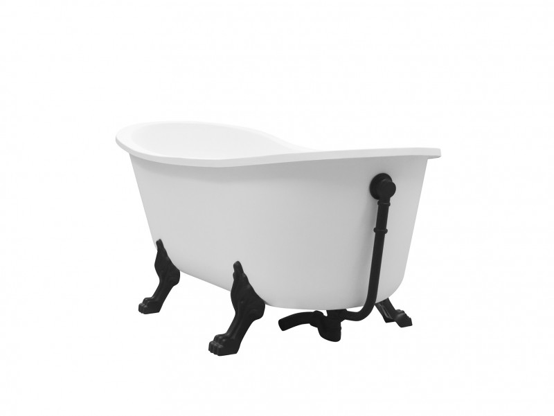 BESCO Olaya wanna wolnostojąca 160x68 biały + nogi czarne WAO-160+CZ