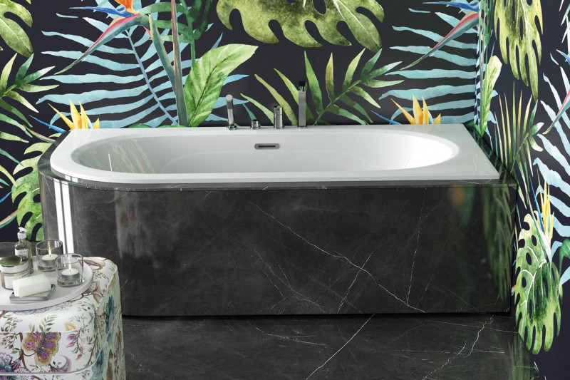 BESCO Avita Slim+ wanna asymetryczna prawa 180x80 z syfonem złotym akryl biały WAV-180-PPZ