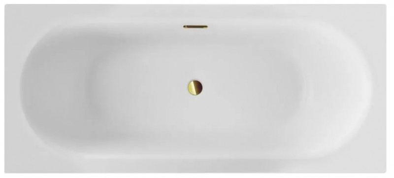 BESCO Vitae Slim+ wanna prostokątna 180x80 cm z syfonem złotym akryl biały WAV-180-SZ+