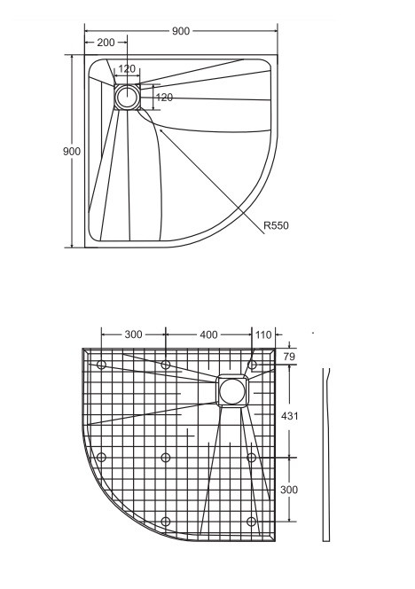 BESCO Vexo Ultraslim brodzik półokrągły 90x90 biały BV-90-90-P