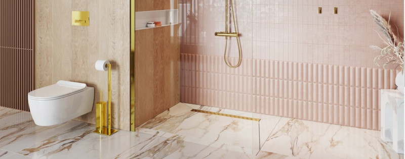 Excellent Riko stojak na papier toaletowy ze szczotką WC złoty DOEX.1650GL