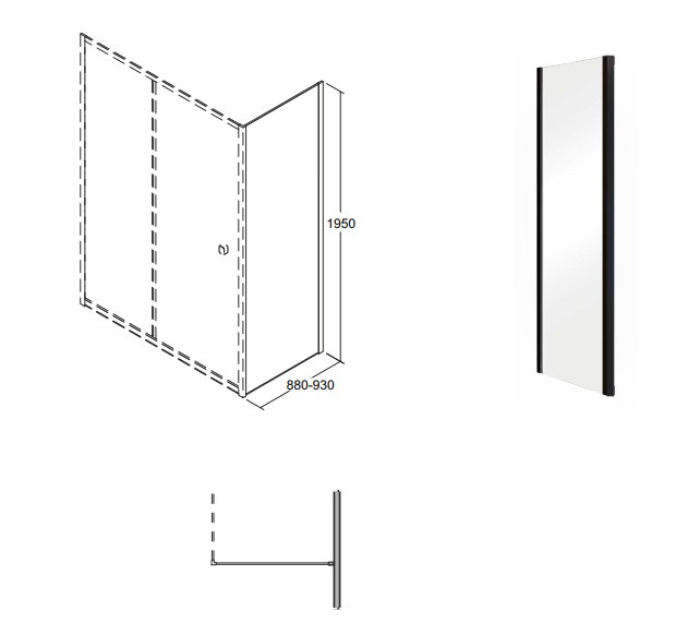BESCO Duo Slide Black panel ścianka boczna 90 cm czarny przejrzyste PDSB-90