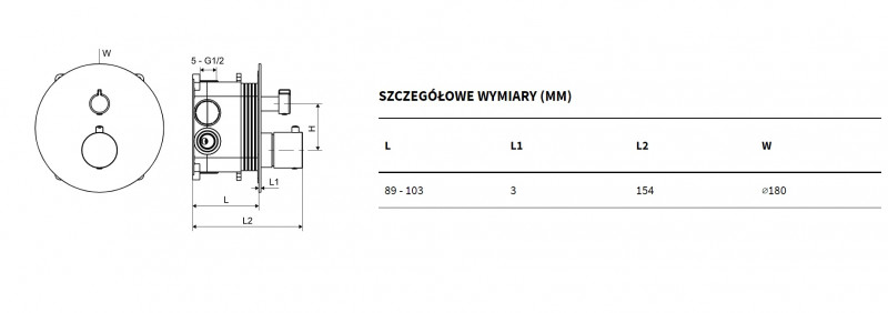 Excellent Pi podtynkowa bateria termostatyczna 3-drożna chrom połysk AREX.1248CR