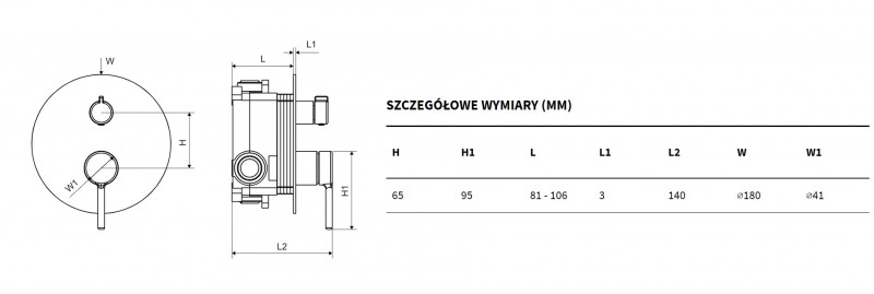 Excellent Pi podtynkowa bateria 3-drożna chrom połysk AREX.1247CR