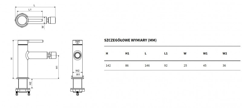 Excellent Pi bateria bidetowa czarny mat AREX.1203BL
