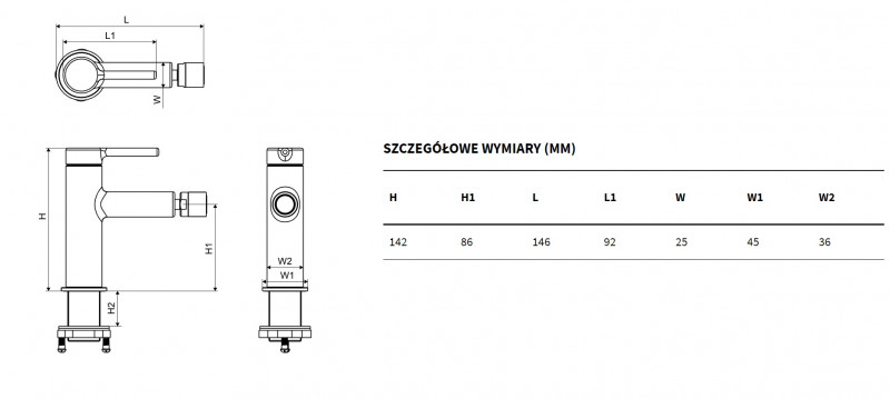 Excellent Pi bateria bidetowa  chrom połysk AREX.1203CR